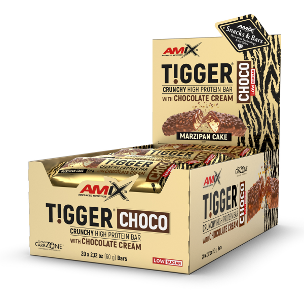 TiggerZero CHOCO Protein Bar 20x60g Marzipan Cake